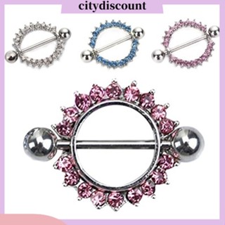&lt;citydiscount&gt; จิวเจาะร่างกาย เหล็ก รูปดอกทานตะวัน ประดับพลอยเทียม