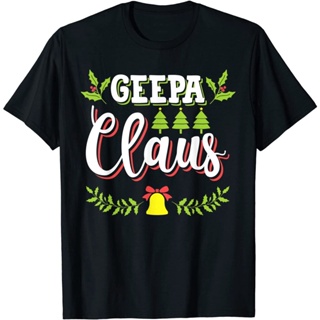 T-Shirt  เสื้อยืดผ้าฝ้ายย้อนยุคพิมพ์ลาย Geep Claus สําหรับผู้ชาย ชุดคริสต์มาสใหม่