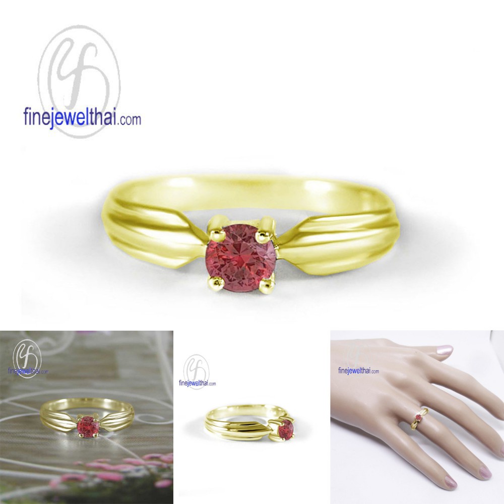 finejewelthai-แหวนทับทิม-แหวนเงินแท้-แหวนพลอย-พลอยประจำเดือนเกิด-ruby-silver-ring-r1233rb-เลือกสีตัวเรือนได้