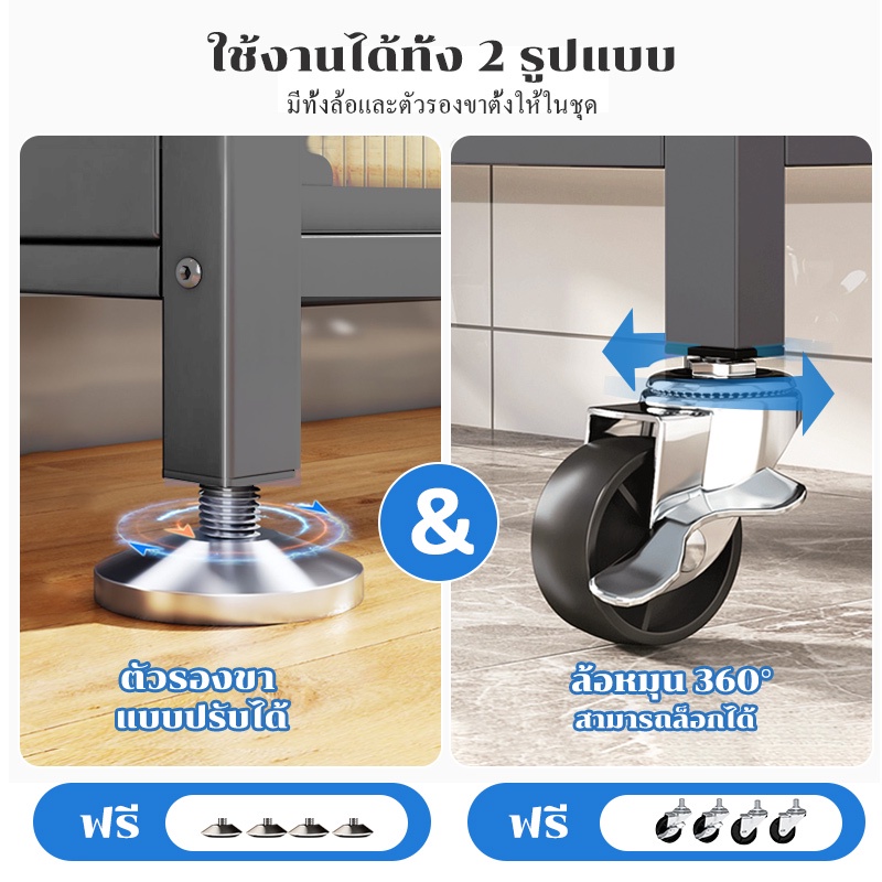 gslife-ตู้วางของ-ตู้เก็บไมโครเวฟ-มีประดู-2-3-4-5ชั้น-ชั้นวางของในครัว-สีเทา