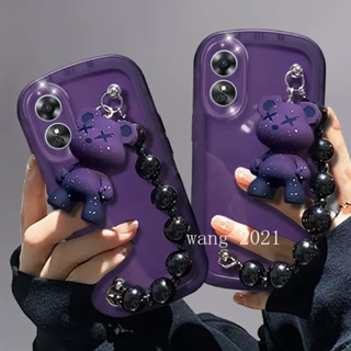 2023 Hot Deals Phone Case OPPO A78 5G A17 A17k เคส Fashion Affordable Purple Bear Bracelet Casing Lens Protection Solid Color Transparent Soft Case เคสโทรศัพท
