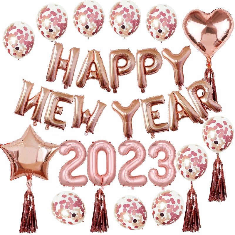 ลูกโป่งฟอยล์-รูปตัวเลข-2023-สีโรสโกลด์-สําหรับตกแต่งปาร์ตี้ปีใหม่-2023