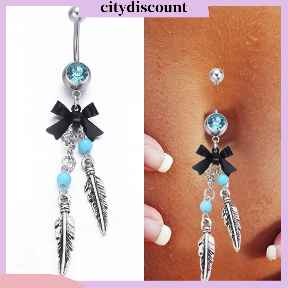 lt-citydiscount-gt-จิวเจาะสะดือ-ประดับลูกปัด-พลอยเทียม-สีฟ้า