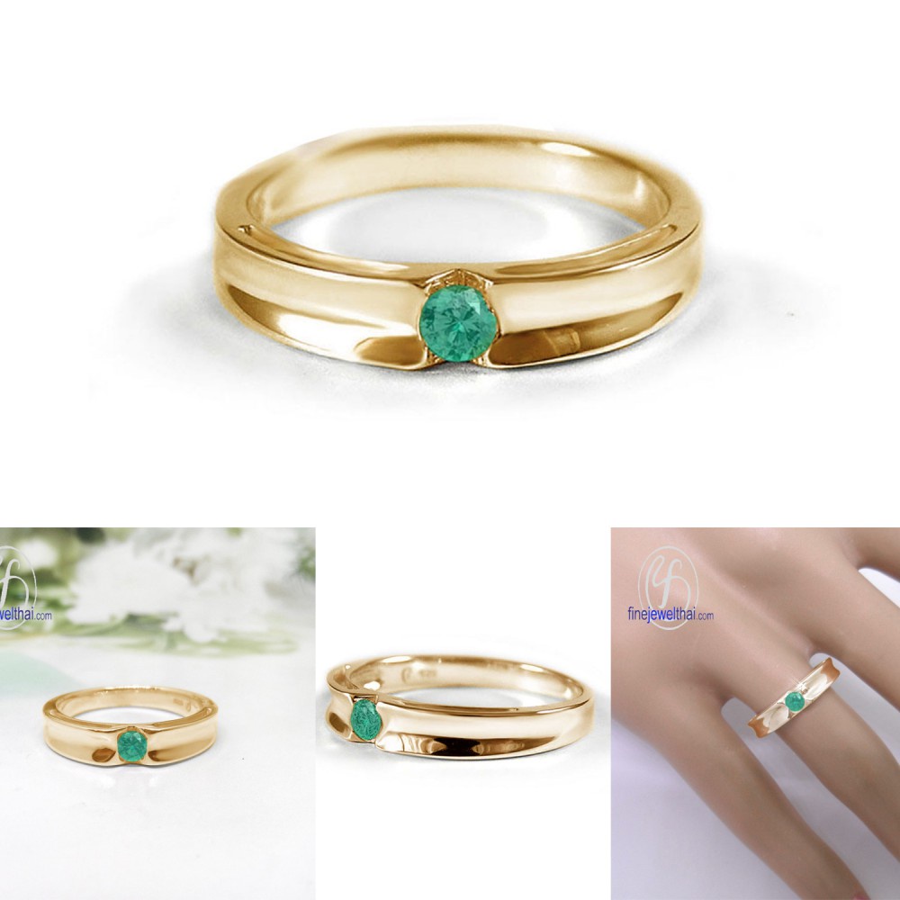 finejewelthai-แหวนมรกต-มรกต-แหวนเงินแท้-แหวนพลอย-พลอยประจำเดือนเกิด-r1240em-เลือกสีตัวเรือนได้
