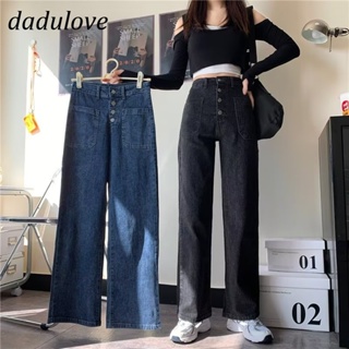 DaDulove💕 New Korean Version of Ins Niche Jeans High Waist Loose Wide Leg Pants Womens Straight Pants