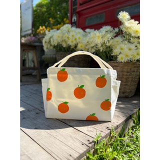 กระเป๋าสะพาย ผ้าแคนวาส   DIY Painted BAG ส้ม