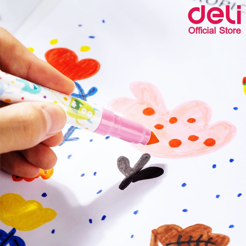 deli-c155-12-felt-pen-ชุดปากกามาร์คเกอร์-สีเมจิก-12-สี-ล้างออกได้-สำหรับเด็ก-ปลอดสารพิษ-เครื่องเขียน-สี-สีเมจิก-ปากกาเมจิก