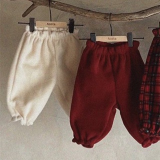 กางเกงขายาว ลายสก๊อต สีแดง สไตล์วินเทจ แฟชั่นฤดูหนาว สําหรับเด็กทารกแรกเกิด เทศกาลคริสต์มาส ปีใหม่