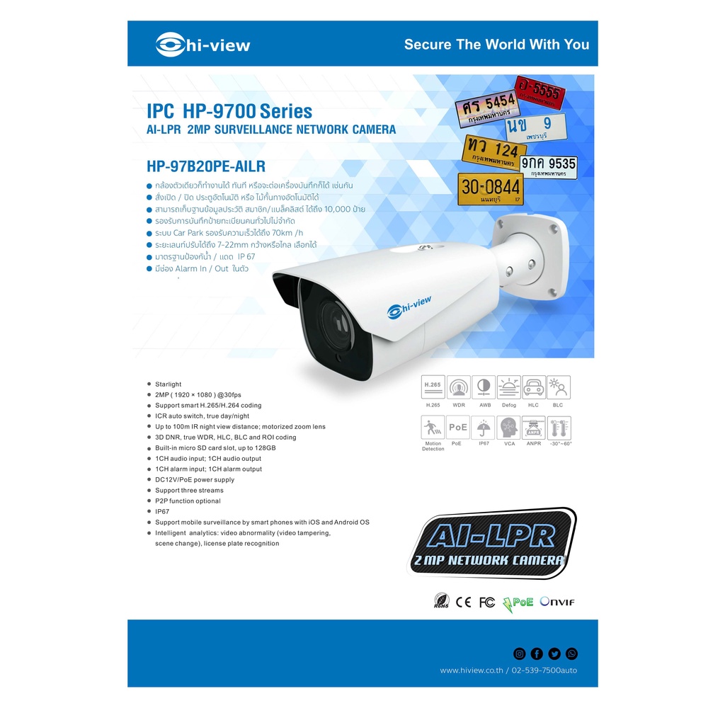 hp-97b20pe-ailr-bullet-camera-กล้องจับทะเบียนรถ