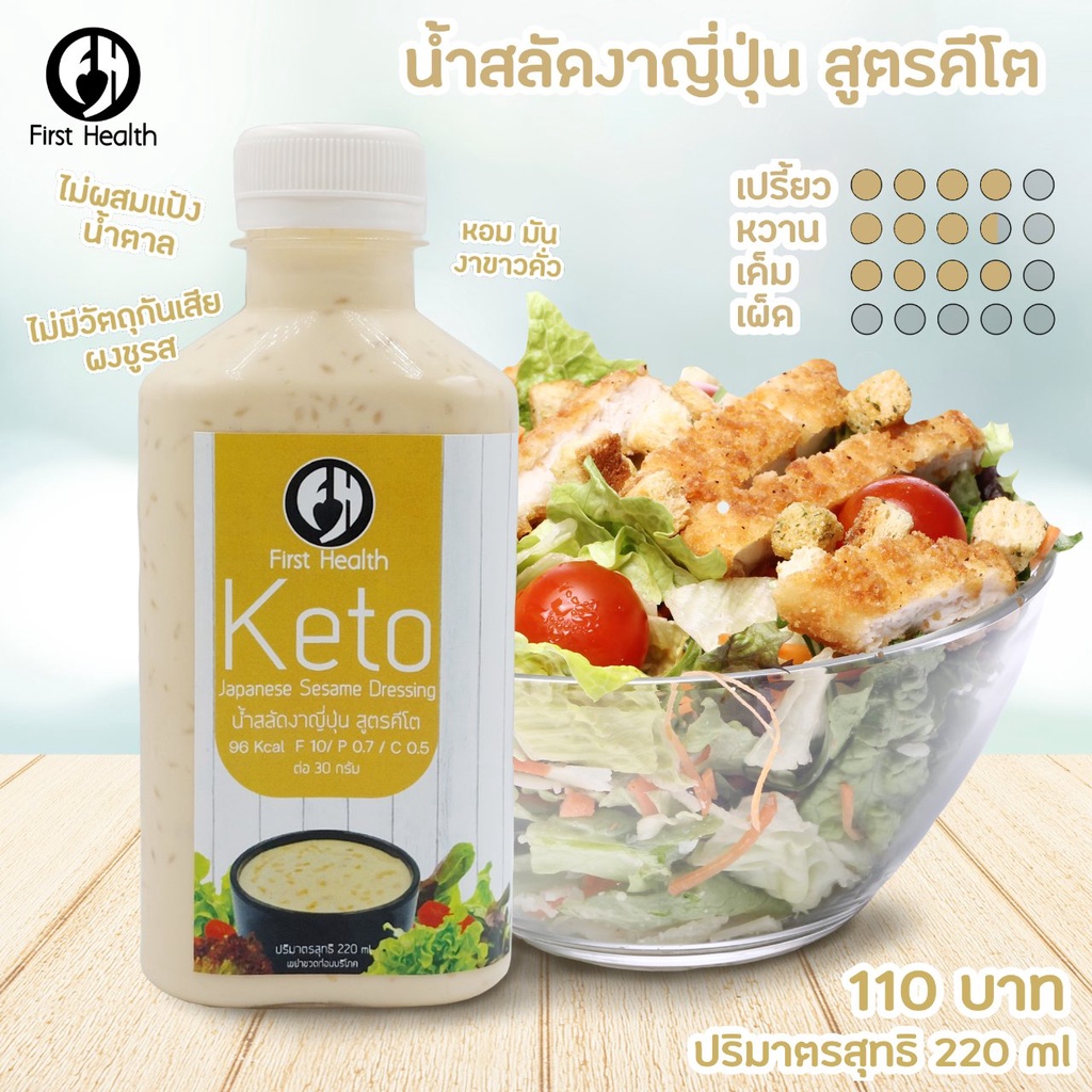 ภาพหน้าปกสินค้าKeto น้ำสลัดคีโต Keto Salad Dressing ปริมาตร 220 ml จากร้าน firsthealth.th บน Shopee