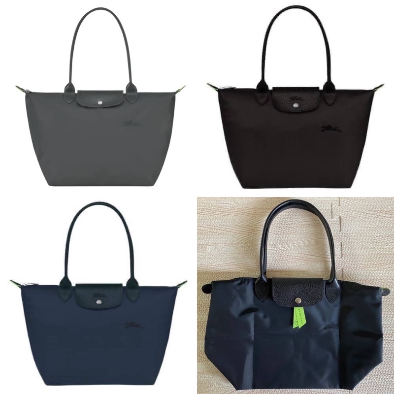 สด-ผ่อน-le-pliage-green-กระเป๋า-longchamp-size-s-long-หูยาว-สีดำ-ปักม้า