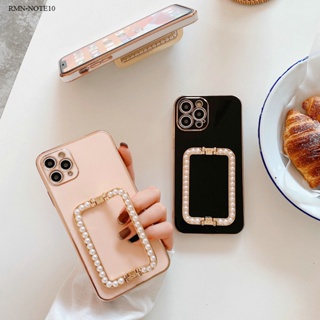 Xiaomi Redmi Note 10 10S 9T 9 9S 8 7 Pro 5G สำหรับ Case Pearl Bracket เคส เคสโทรศัพท์ เคสมือถือ Phone Case Luxury Cases Electroplating Casing Shockproof Soft Back Cover