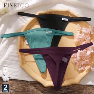 Finetoo กางเกงชั้นในจีสตริงเซ็กซี่ ผ้าฝ้าย เอวต่ํา สําหรับสุภาพสตรี ไซซ์ M - XL 2 ชิ้น ต่อชุด