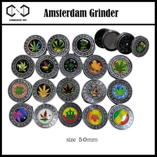 ที่บด ขนาด 50 มม 4 ชั้น Amsterdam-Leaf Metal Grinder เครื่องบดสมุนไพร ที่บดพกพา Herb Grinder เครื่องบด 4 Layers ส่งไว