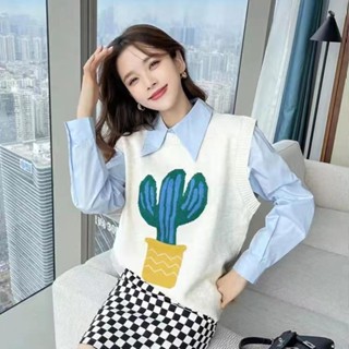 [สินค้าใหม่ ฤดูใบไม้ร่วง ฤดูหนาว] เสื้อกั๊กกันหนาว ผ้าขนสัตว์ คอกลม พิมพ์ลายการ์ตูน สไตล์ญี่ปุ่น สําหรับผู้หญิง 2022