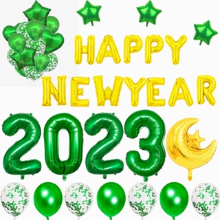 แบนเนอร์ธีมปีใหม่ 2023 สีเขียว สําหรับตกแต่งปาร์ตี้ปีใหม่ 2023