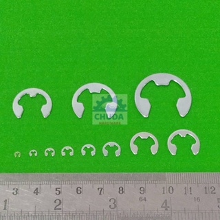 E clip คลิปล็อค แหวนล็อค กิ๊ปล็อค แกน เกือกม้า Circlip External Ring เบอร์ M1.2 ถึง M15 #ขาว (1 ตัว)