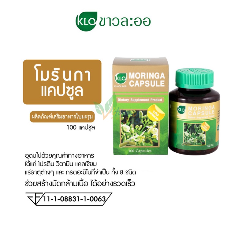 khaolaor-moringa-ขาวละออ-มะรุม-โมรินกาแคปซูล-ผลิตภัณฑ์เสริมอาหาร-ใบมะรุม-สารอาหารสูง-100-200-เม็ด