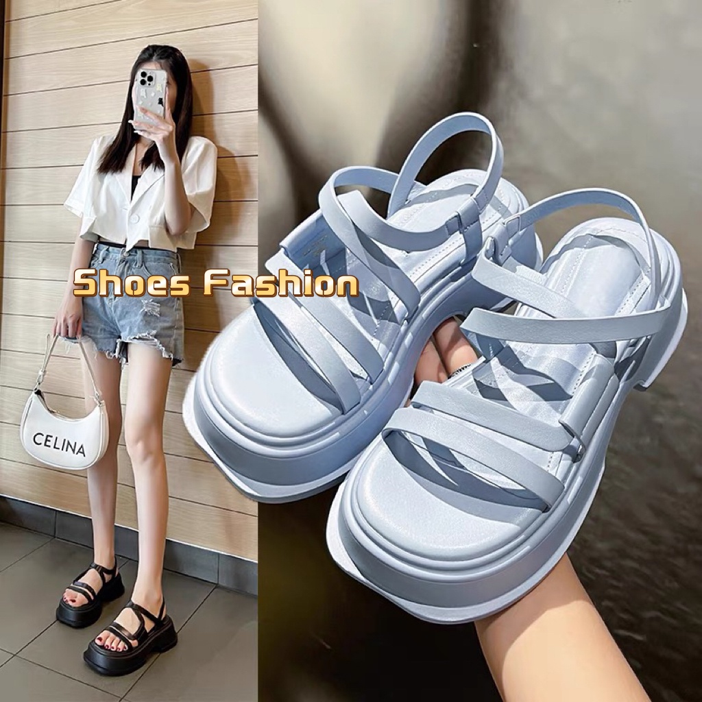 ภาพหน้าปกสินค้าพร้อมส่งจากไทย ฮิตที่สุด รุ่น TX392 รองเท้าแฟชั่นผู้หญิง รองเท้าส้นตึก สูง 6 cm มาใหม่ สไตล์เกาหลี งานมาใหม่สวยมากคะ