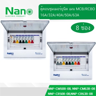 ตู้คอนซูมเมอร์ NANO Plus 8 ช่อง NANO NNP-CM NNP-CR Plus เมนธรรมดา MCB / เมนกันดูด RCBO 32/50/63A คอนซูมเมอร์ ตู้กันดูด