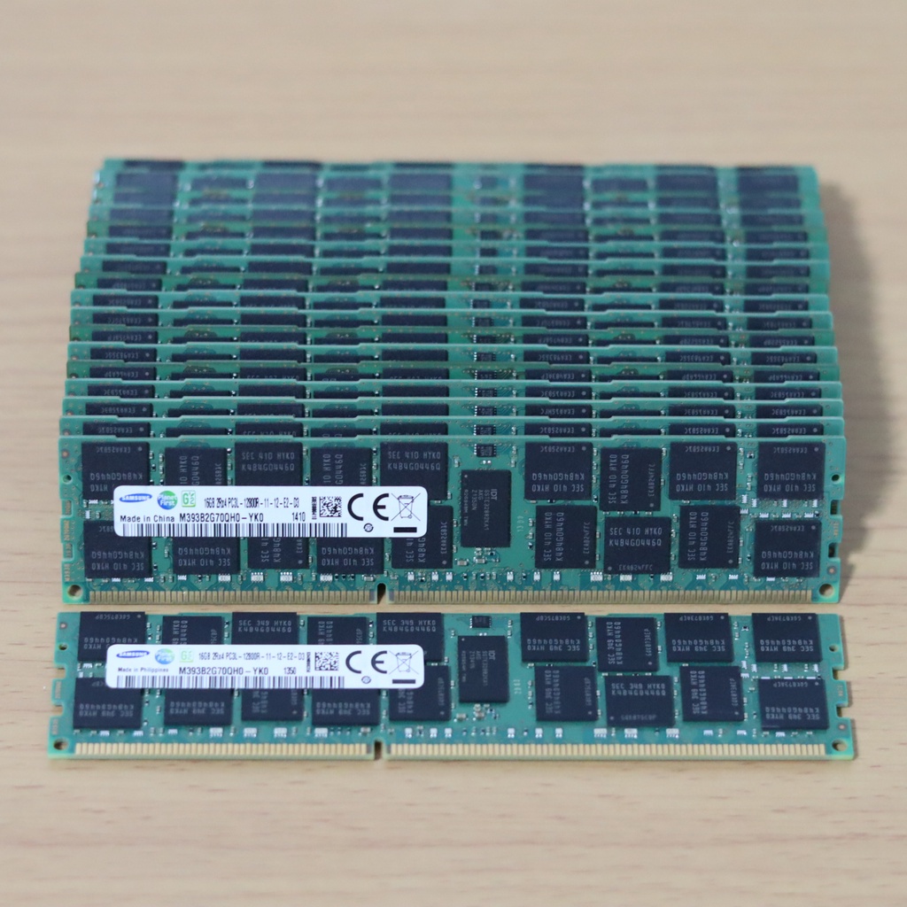 Lot De 4 Barrettes RAM Serveur Samsung 16 Go (64 Go Total) DDR3L-1600 ECC REG