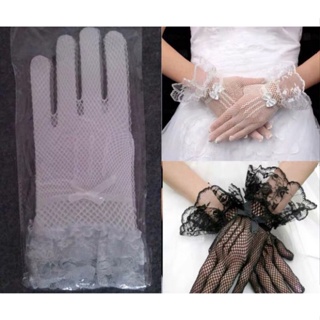 [highbuying] ถุงมือลูกไม้ ระบายอากาศ แบบบางพิเศษ สําหรับเจ้าสาว งานแต่งงาน เวที พร้อมส่ง