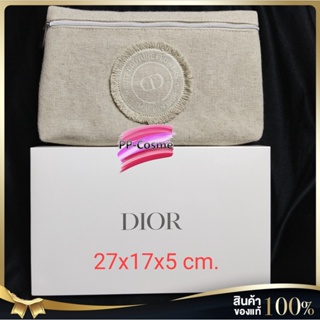 DIOR กระเป๋าเครื่องสำอางผ้าCanvas ขนาดใหญ่  27x17x5 cm.