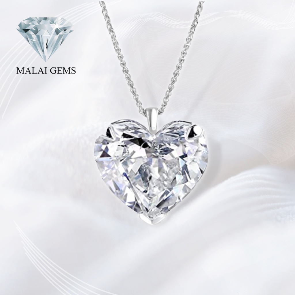 ภาพหน้าปกสินค้าMalai Gems สร้อยคอจี้ เพชรหัวใจ เงินแท้ 92.5% เคลือบทองคำขาว18k สร้อยคอ จี้เพชรสวิส CZ รุ่น Sweet Heart 1 หัวใจ( CZ- 1 )