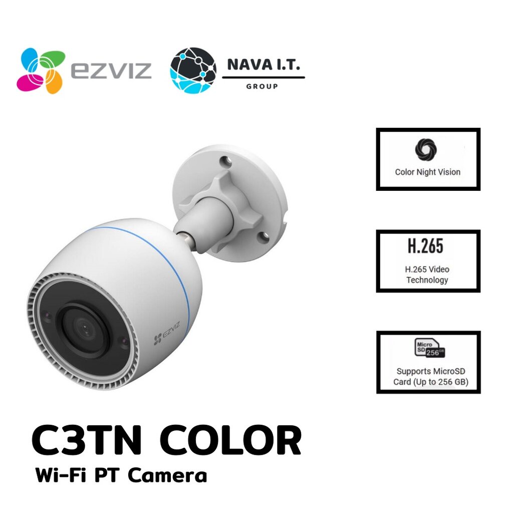 รูปภาพสินค้าแรกของโปรราคาถูก4.4 Ezviz C3TN Color Night 1080p Outdoor Wi-Fi Camera กล้องวงจรปิดภายนอก รับประกัน 2ปี