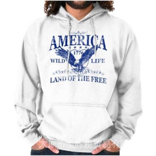 America Wild Life 1776 เสื้อกันหนาวแขนยาว มีฮู้ด สําหรับผู้ใหญ่ OR9X