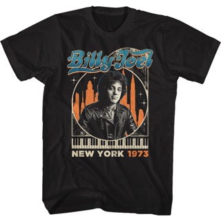 New York 1973 Billy Joel T-Shirt เสื้อยืดวินเทจ เสื้อยืดสีขาวผู้หญิง