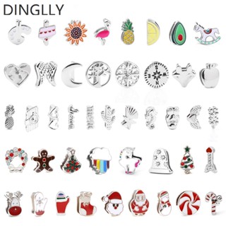 Dinglly สร้อยข้อมือ ประดับลูกปัด รูปปีกผลไม้ ซานตาคลอส สีเงิน 10 มม. สําหรับผู้หญิง