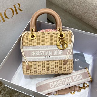 พรี​ ราคา12000 Dior Lady Wicker กระเป๋าถือ กระเป๋าสะพายข้าง กระเป๋าสะพายไหล่24*12*20cm