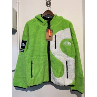 SUPREME X THE NORTH FACE TNF S LOGO FLEECE JACKET NEON GREEN เสื้อแจ็คเก็คฮู้ดดี้ แบรนด์สุพรีม เดอะนอทเฟส เขียวนีออน