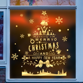 [wuxiang] สติกเกอร์ ลายคริสต์มาส เกล็ดหิมะ สีทอง สําหรับติดตกแต่งกระจก หน้าต่าง ประตู ห้างสรรพสินค้า