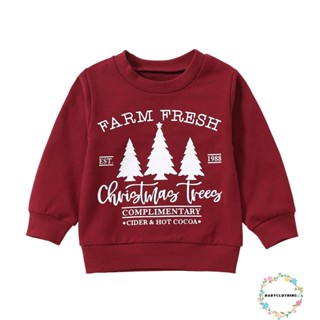 Babyclothes- เสื้อกันหนาว แขนยาว พิมพ์ลายตัวอักษร ต้นคริสต์มาส แบบสวมหัว สําหรับเด็กทารก