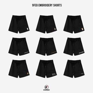 9FEB Embroidery Shorts กางเกงขาสั้นเอวยางยืด ลายปัก