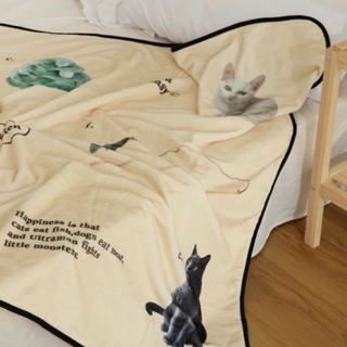 ส่งด่วน🍑 ผ้าห่ม ผ้านวม ผ้าคลุม ลายน้องแมว น่ารักมากๆ Blanket คลุมตัว แต่งห้อง เพิ่มสีสันให้ห้องนอน ของขวัญ ทาสแมว