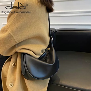 Dela กระเป๋าใบเล็ก กระเป๋าผู้หญิง แฟชั่นใหม่ ลําลอง สีดํา กระเป๋าสะพายข้าง กระเป๋าเกี๊ยวอเนกประสงค์