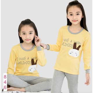 L-PJG-846-GM ชุดนอนเด็กหญิง แนวเกาหลี สีเหลือง ลายกระต่าย 🚒 พร้อมส่ง ด่วนๆ จาก กทม 🚒