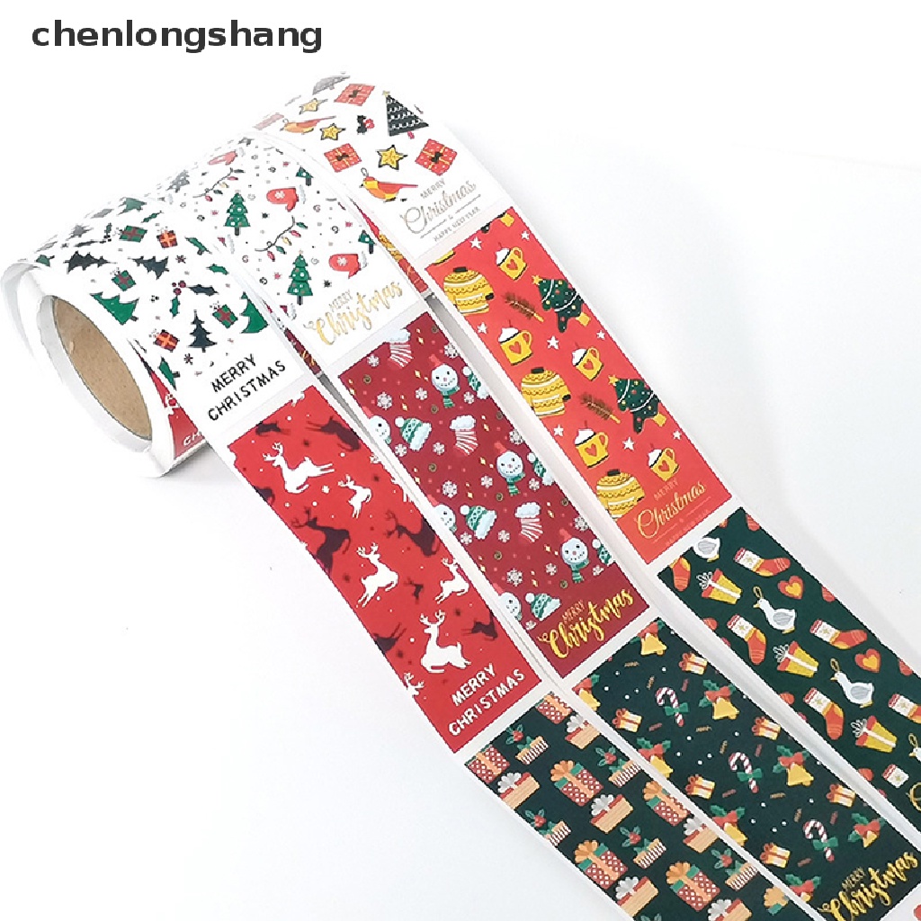 chenlongshang-สติกเกอร์ฉลาก-ลาย-merry-christmas-มีกาวในตัว-ทรงสี่เหลี่ยม-สําหรับติดตกแต่งบรรจุภัณฑ์-100-ชิ้น-ต่อม้วน