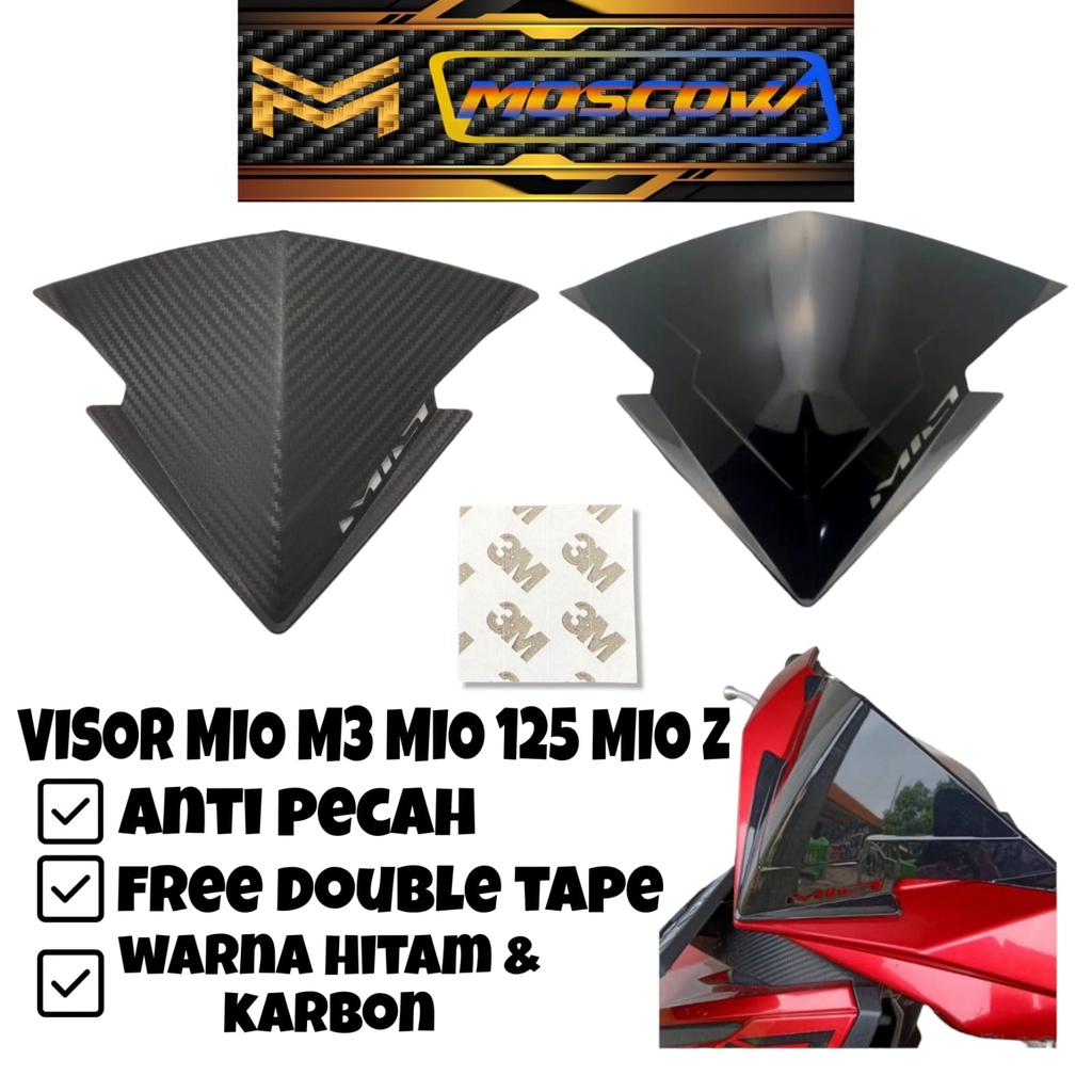 hitam-visor-mio-m3-mio-z-mio-125-winsil-mio-black-moscow-brand-plus-double-tape-stay-paste-winsil-mio-windshield-motor-mio-pnp-windshield-รถจักรยานยนต์