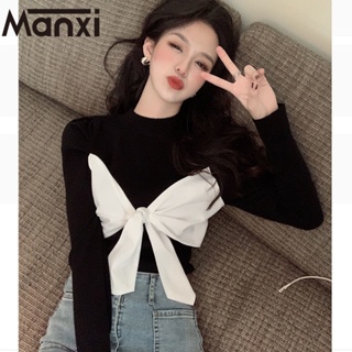 Manxi เสื้อเชิ้ตแขนยาว เสื้อไหมพรม 2022 ใหม่ เกาหลี น่ารัก ZT22112904