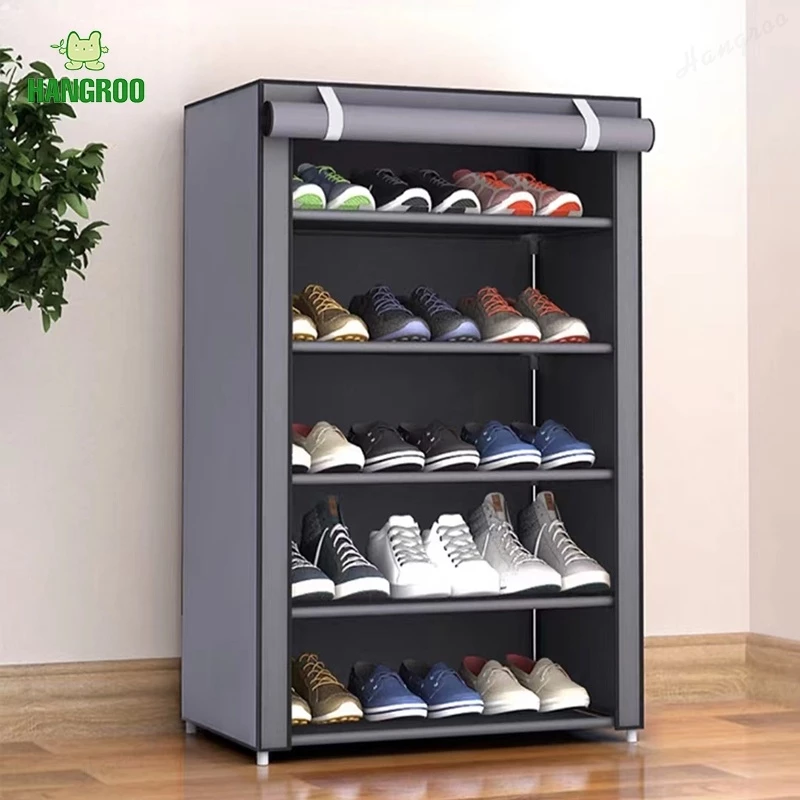 HANGROO รุ่น S204-F4 ชั้นวางรองเท้าโครงเหล็กพร้อมผ้าคลุม