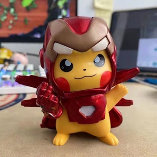 ตุ๊กตาฟิกเกอร์ Pokemon Kawaii Pikachu COS The Avengers Iron Man ขนาด 10 ซม. ของเล่นสะสม สําหรับคริสต์มาส