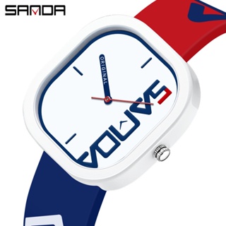 Sanda นาฬิกาข้อมือควอตซ์แฟชั่น สายซิลิโคน บางพิเศษ กันน้ํา สไตล์สปอร์ต สําหรับผู้ชายและผู้หญิง