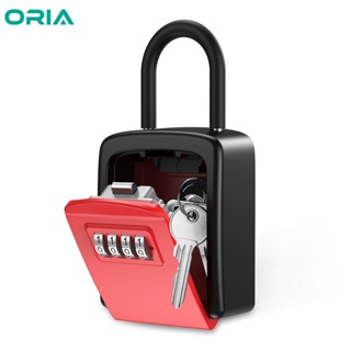 Oria กล่องเก็บกุญแจล็อก รีเซ็ตได้ 4 หลัก สําหรับล็อกเกอร์ประตูบ้าน (ความจุ 5 คีย์)