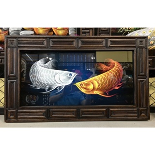ภาพหน้าปกสินค้าภาพวาดปลามังกร ภาพวาดมงคล ภาพวาดลงพื้นผ้ากำมะหยี่ พร้อมกรอบไม้สักแท้ (ขนาดเล็ก) ที่เกี่ยวข้อง