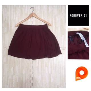 Forever 21 กระโปรงผ้าฝ้ายสีแดงไวน์ มีซับใน เอว 26”-31” สภาพใหม่