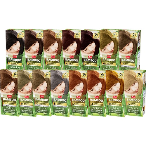 แคริ่ง-แบมบู-แฮร์คัลเลอร์-ครีมเปลี่ยนสีผม-caring-bamboo-hair-color-cream-200-ml-15เฉดสี-ใหม่-ไม่ตัดฝา